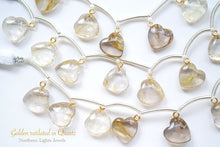 Load image into Gallery viewer, (2粒/1連)宝石質 ゴールデンルチルクォーツ K14gf ヒートン付き スムースハート