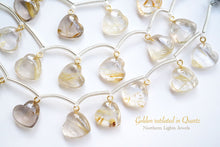 Load image into Gallery viewer, (2粒/1連)宝石質 ゴールデンルチルクォーツ K14gf ヒートン付き スムースハート