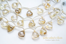 Load image into Gallery viewer, (2粒/1連)宝石質 ゴールデンルチルクォーツ K14gf ヒートン付き スムースハート