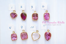 画像をギャラリービューアに読み込む, (No.1-11,粒売り)宝石質 ピンクトルマリン ルベライト 銀製フレーム付き 丸カン SV18GP ルースカット