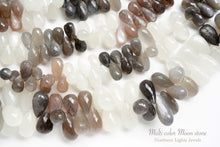 画像をギャラリービューアに読み込む, (M,LL/半連,1連)宝石質 マルチカラームーンストーン ファセットドロップ