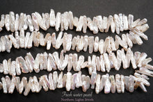 画像をギャラリービューアに読み込む, (半連/1連)高品質 淡水パール 白 スティックパール バロック びわ風