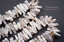 画像をギャラリービューアに読み込む, (半連/1連)高品質 淡水パール 白 スティックパール バロック びわ風