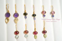 画像をギャラリービューアに読み込む, (No.27-35)宝石質 ジェムストーン ルース 銀製フレーム(K18gp) ピアス