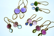 画像をギャラリービューアに読み込む, (No.27-35)宝石質 ジェムストーン ルース 銀製フレーム(K18gp) ピアス