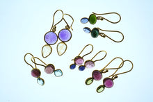 画像をギャラリービューアに読み込む, (No.27-35)宝石質 ジェムストーン ルース 銀製フレーム(K18gp) ピアス