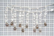 画像をギャラリービューアに読み込む, (2列/1連)宝石質 ロック・クリスタル スモーキークォーツ ダブルホール 両剣(ダブルポイント) ドロップ