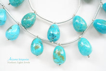 画像をギャラリービューアに読み込む, 宝石質 アリゾナ産 ターコイズ 大粒 縦穴 エッグシェイプ スムースドロップ