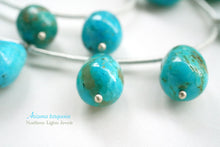 画像をギャラリービューアに読み込む, 宝石質 アリゾナ産 ターコイズ 大粒 縦穴 エッグシェイプ スムースドロップ
