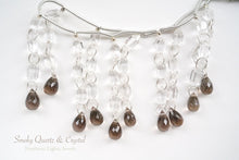画像をギャラリービューアに読み込む, (2列/1連)宝石質 ロック・クリスタル スモーキークォーツ ダブルホール 両剣(ダブルポイント) ドロップ