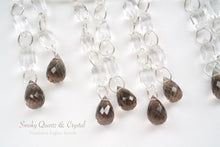 画像をギャラリービューアに読み込む, (2列/1連)宝石質 ロック・クリスタル スモーキークォーツ ダブルホール 両剣(ダブルポイント) ドロップ