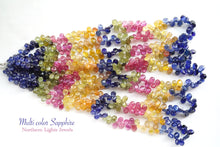 画像をギャラリービューアに読み込む, (半連/1連)上質 マルチカラーサファイア グラスフィルド スムースペアシェイプ