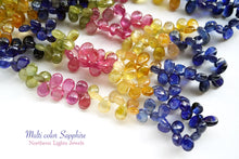 画像をギャラリービューアに読み込む, (半連/1連)上質 マルチカラーサファイア グラスフィルド スムースペアシェイプ