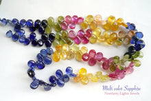 画像をギャラリービューアに読み込む, (半連/1連)上質 マルチカラーサファイア グラスフィルド スムースペアシェイプ