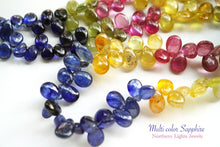 画像をギャラリービューアに読み込む, (半連/1連)上質 マルチカラーサファイア グラスフィルド スムースペアシェイプ