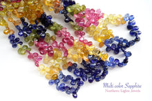 画像をギャラリービューアに読み込む, (半連/1連)上質 マルチカラーサファイア グラスフィルド スムースペアシェイプ