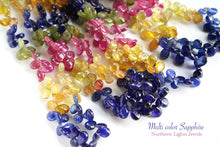 画像をギャラリービューアに読み込む, (半連/1連)上質 マルチカラーサファイア グラスフィルド スムースペアシェイプ