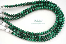 Load image into Gallery viewer, (1連)宝石質 マラカイト ファセットロンデル ボタン マイクロカット