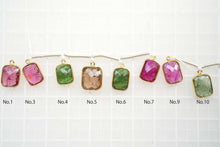 画像をギャラリービューアに読み込む, (No.1-10)上質 マルチカラー トルマリン 銀枠K18GP 丸カン付き クッション チェッカーカット