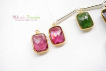 画像をギャラリービューアに読み込む, (No.1-10)上質 マルチカラー トルマリン 銀枠K18GP 丸カン付き クッション チェッカーカット