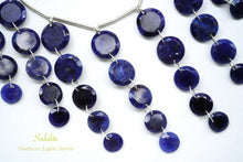 Load image into Gallery viewer, (10pc/1連)上質 ソーダライト ダブルホール スライスカット ラウンド