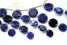 Load image into Gallery viewer, (10pc/1連)上質 ソーダライト ダブルホール スライスカット ラウンド
