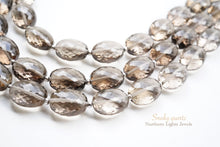 Load image into Gallery viewer, (半連/1連)宝石質 スモーキークォーツ ファセットオーバル マイクロカット