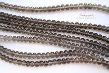 Load image into Gallery viewer, (1連)上質 スモーキークォーツ ファセットロンデル ボタン マイクロカット