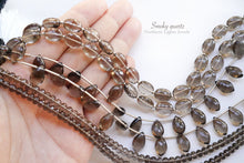 Load image into Gallery viewer, (1連)上質 スモーキークォーツ ファセットロンデル ボタン マイクロカット