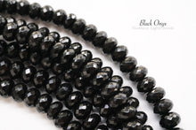 画像をギャラリービューアに読み込む, (1連)宝石質 ブラックオニキス ボタンカット / ロンデル マイクロカット