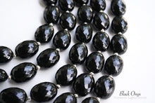 Load image into Gallery viewer, (半連/1連)宝石質 ブラックオニキス ファセットオーバル マイクロカット