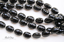 Load image into Gallery viewer, (半連/1連)宝石質 ブラックオニキス ファセットオーバル マイクロカット