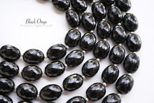 Load image into Gallery viewer, (半連/1連)宝石質 ブラックオニキス ファセットオーバル マイクロカット