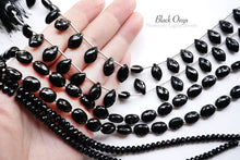 画像をギャラリービューアに読み込む, (1連)宝石質 ブラックオニキス ボタンカット / ロンデル マイクロカット
