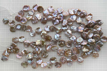 画像をギャラリービューアに読み込む, (半連/1連)淡水パール 天然色パープル ゴールド 花びら ケシ風