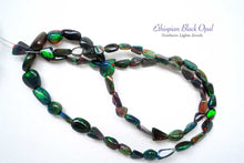 画像をギャラリービューアに読み込む, (半連/1連)宝石質 エチオピア産 ブラックオパール タンブル ナゲット さざれ