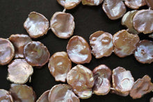 画像をギャラリービューアに読み込む, (半連/1連)淡水パール 天然色パープル ゴールド 花びら ケシ風