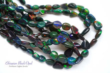 画像をギャラリービューアに読み込む, (半連/1連)宝石質 エチオピア産 ブラックオパール タンブル ナゲット さざれ