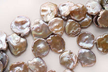 画像をギャラリービューアに読み込む, (半連/1連)淡水パール 天然色パープル ゴールド 花びら ケシ風