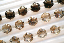 画像をギャラリービューアに読み込む, (ライト/ダーク)スモーキークォーツ コンケーブカット ダブルホール ヘキサゴン