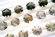 画像をギャラリービューアに読み込む, (ライト/ダーク)スモーキークォーツ コンケーブカット ダブルホール ヘキサゴン