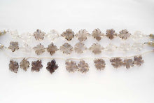 画像をギャラリービューアに読み込む, (フロント穴/2つ穴)宝石質 スモーキークォーツ お花 フラワーカービング