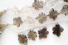 画像をギャラリービューアに読み込む, (フロント穴/2つ穴)宝石質 スモーキークォーツ お花 フラワーカービング