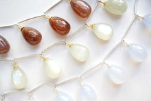 画像をギャラリービューアに読み込む, (No1-3)高品質 ムーンストーン カルセドニー SV925 ヒートン付き スムースドロップ