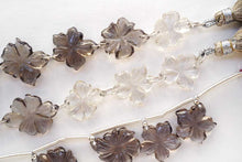 画像をギャラリービューアに読み込む, (フロント穴/2つ穴)宝石質 スモーキークォーツ お花 フラワーカービング