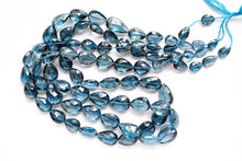 画像をギャラリービューアに読み込む, (半連/1連)宝石質 ロンドン ブルートパーズ 貫通穴 ファセット ペアシェイプ