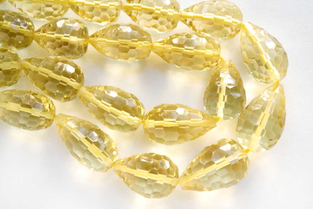 436 14kgf宝石質レモンクォーツのオクタゴンコンケーブのロングチャーム 436 14kgf宝石質レモンクォーツのオクタゴンコンケーブのロング