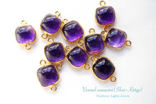 画像をギャラリービューアに読み込む, (No.1-3)宝石質 天然石 銀製K18GP ダブルリング コネクター ホワイトラブラドライト アメシスト