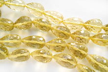 Load image into Gallery viewer, (半連/1連)宝石質 レモンクォーツ 40cm コンケーブ ドロップ ハニカムカット
