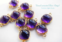画像をギャラリービューアに読み込む, (No.1-3)宝石質 天然石 銀製K18GP ダブルリング コネクター ホワイトラブラドライト アメシスト